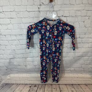 Little Bum Bums Bamboo Skeleton Halloween Footless Zippie Romper